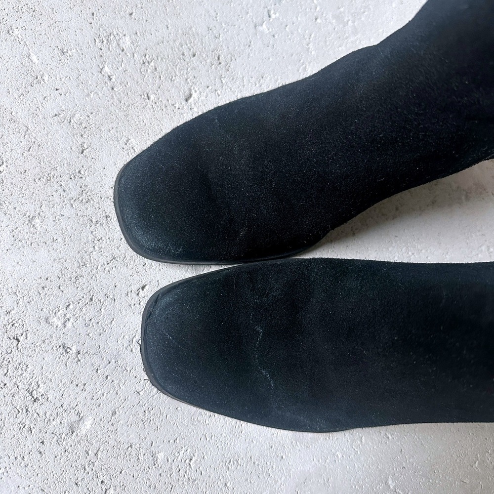 Dolce Vita Black‎ Suede Square Toe Block Heel Ankle Boots Side Zip 6.5 - Picture 3 of 8